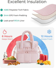 BAGSMART Lunch Bag Women, Double Deck Insulated Lunch Box, Lavender Purple