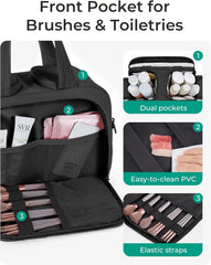 BAGSMART Travel Toiletry Bag, Crush Toiletry Bag for Women, Wide-open Puffy Toiletry Bags for Traveling, Large Travel Cosmetic Makeup Bag Organizer for Accessories,Toiletrie (Rosy Purple)