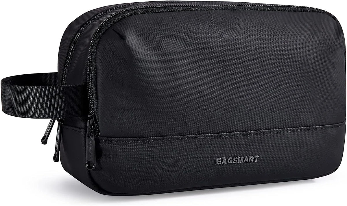 BAGSMART Travel Toiletry Bag for Men, Dopp Kit Water Resistant Shaving Bag for Toiletries Accessories, Black-Medium