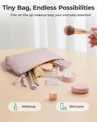 BAGSMART Small Makeup Bag, Machine Washable Puffy Cosmetic Pouch