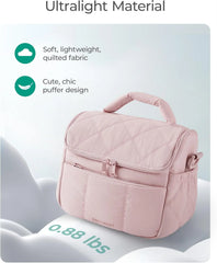 BAGSMART Insulated Lunch Bags for Women, Cute Quilted Lunch Box, Light Blue