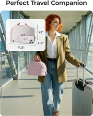 BAGSMART Travel Parallel Makeup Bag, Fold-Down Cosmetic Pouch for Women