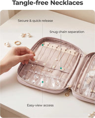 BAGSMART Travel Jewelry Organizer, Tangle-free Necklaces Case,Teal
