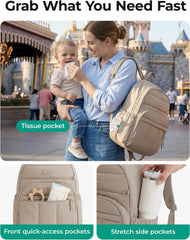 BAGSMART Baby Diaper Bag with Waterproof Pad, Coffee Brown