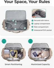 BAGSMART Travel Duffel Bags with Dividers, 32L Gym Duffle Bag with Laptop Compartment, Carry On Weekender Overnight Bag, Shoe Bag, PVC Wet Pocket, Pink