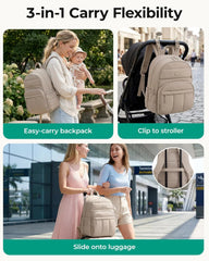 BAGSMART Baby Diaper Bag with Waterproof Pad, Camel