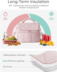 BAGSMART Insulated Lunch Bags for Women, Cute Quilted Lunch Box, Leopard