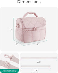 BAGSMART Insulated Lunch Bags for Women, Cute Quilted Lunch Box, Dusk Blue